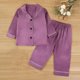 thumbnail image 2 of Odeerbi 1-8 Años Niños Niñas Pijama de Satén Con Solapa Entallada Camisa de Manga Larga Conjunto de Pantalones Suave Ropa de Dormir de Dos Piezas Pijama de Dos Piezas, 2 of 9