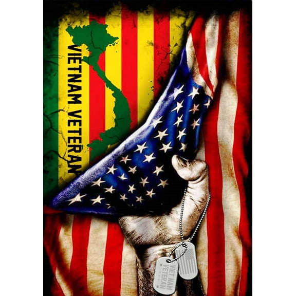 Vietnam Veteran American Flag Sublimated Double Sided Deluxe Garden Flag 12" x 18" 3ply 600 Denier 110 Knitted Polyester SGF026