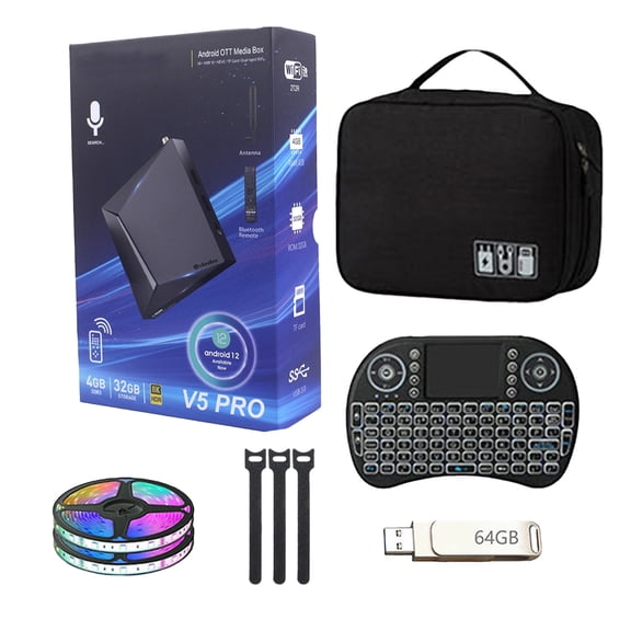 Vseebox V5 PRO with Version Voice Control, 8K HDMI&Ethernet Cable, Android 12, 4GB RAM, 32GB Storage