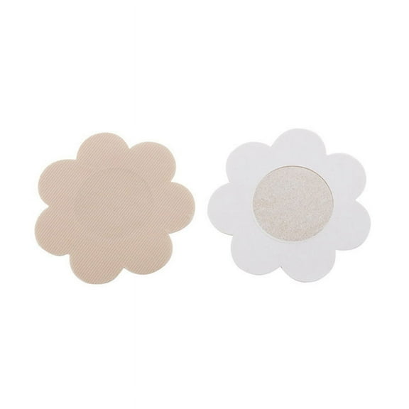 10 Pairs Flower Satin Self Adhesive Breast Petal Pasties Cover Bra Pad Sticker - Nude, 7.5cm