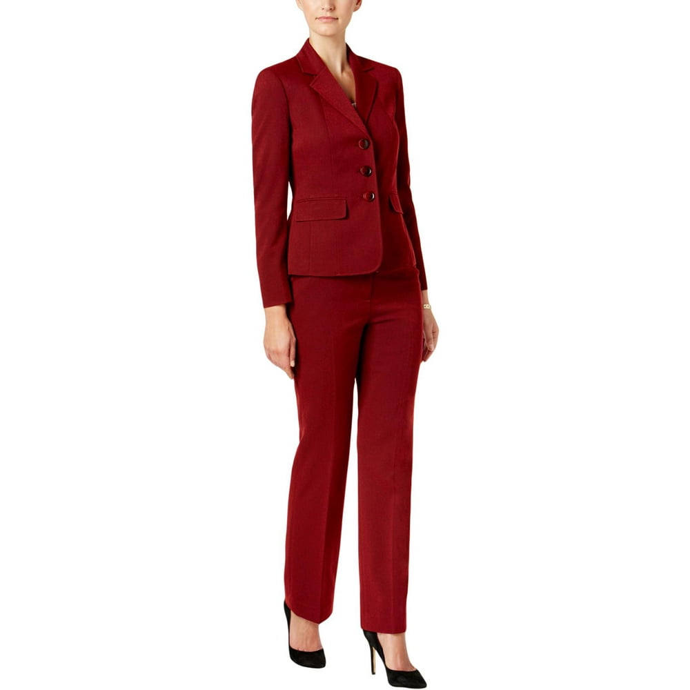 Le Suit Le Suit Womens Petites 2 PC Crepe Pant Suit Red 4P Walmart