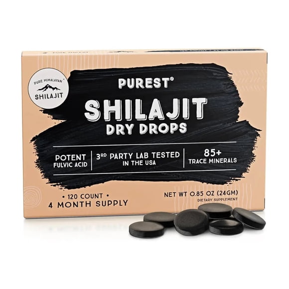 Pure Himalayan Shilajit Dry Drops 200 mg 120 Tabletas Suplemento Dietetico