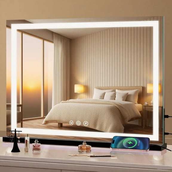 Adjustable LED Makeup Mirror with 3 Light Modes,  & USB Charging
