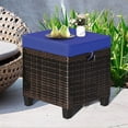 thumbnail image 4 of Spaco 2 Pieces Outdoor Patio Rattan Ottoman Set with Removable Cushions for Garden, Balcony, Poolside, Blue, 4 of 11