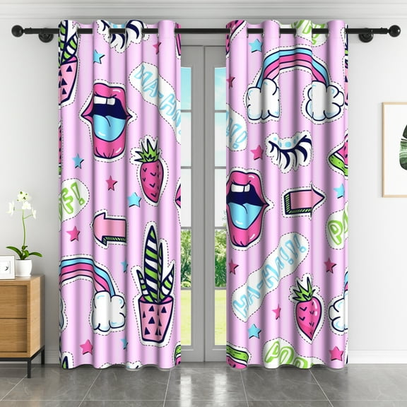 LFEEY Blackout Curtains, Window Decorative Curtains for Girls' Room, Pink, 42x63 inches, 2 Panels