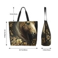 thumbnail image 5 of Honeii Palatial Gold Pattern Horse Print Tote Bag for Women, Foldable Tote Bag Large Shoulder Bag Top Handle Handbag for Travel, Work, 5 of 8