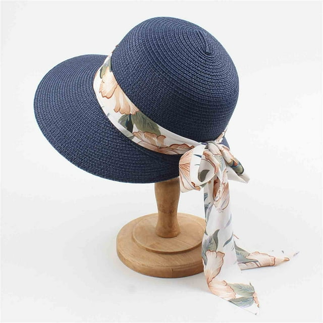 Fiudx Sombrero para Mujer, Plegable y Enrollable, Protección Solar Upf50+, Elegante Accesorio de Playa, Versátil para Exteriores, Correa de Barbilla Extraíble, Talla 56-58 Cm
