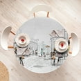 thumbnail image 3 of Ambesonne Urban Fitted Round Tablecloth, European Street Restaurant, 36"- 40" Diameter, Multicolor, 3 of 4