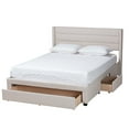 thumbnail image 3 of Baxton Studio Braylon Mid-Century Modern Transitional Beige Fabric and Dark Brown Finished Wood Queen Size 3-Drawer Storage Platform Bed, 3 of 14