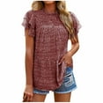 thumbnail image 2 of Wycnly Easter Shirts for Women Short Sleeve Crewneck Summer Basic TopsRabiit Print Soft Breathable Oversized Ladies Blouse Red S, 2 of 7