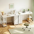 thumbnail image 5 of Casacomoda Computer Desk with Drawers & Storage Shelves, 40 Inch Corner Desk for Home Office Bedroom, Small Teen PC Desks with Fabric Drawer, White, 5 of 8