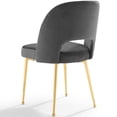 thumbnail image 4 of Contemporary Modern Urban Designer Dining Kitchen Room Side Chair, Velvet Fabric Metal Steel, Gold Grey Gray, 4 of 8