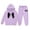 Q118 Light Purple, variant on Angala 2 Piece Outfits For Girls Hooded Long Sleeve Bowknot Print Sweatshirt With Jogger Pants Set Girls Autumn Daily Wear Clothes