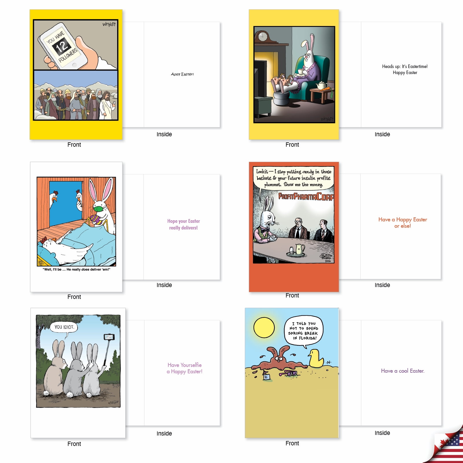 NobleWorks 20 Assorted Box Set Funny Easter Greeting Cards w/5 x 7 Inch Envelopes (20 Designs, 1 Each) Eastertime Fun AC10362EAG-B1x20
