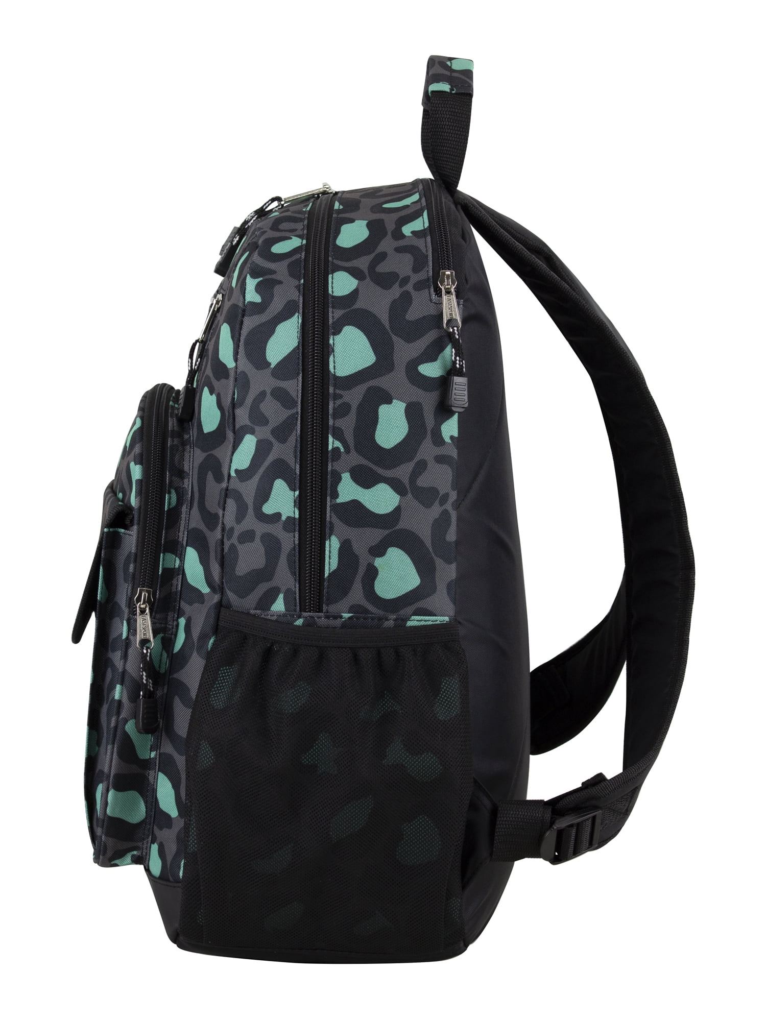 Eastsport Unisex Everyday Tech Backpack, Black Mint Leopard