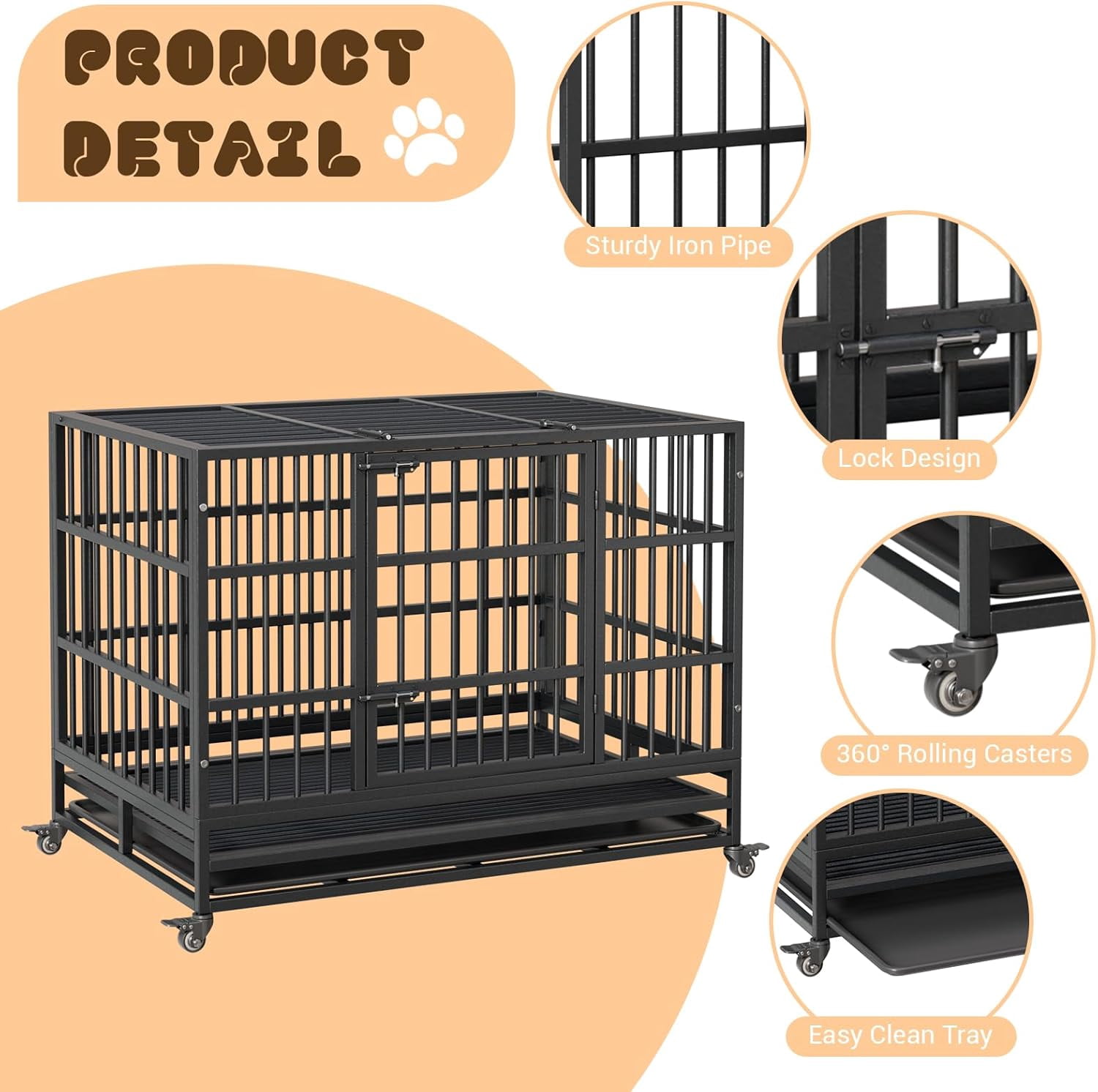 Accreate Easy Assembly Heavy Duty Dog Crate - Portable and Secure Cage for Your Pet