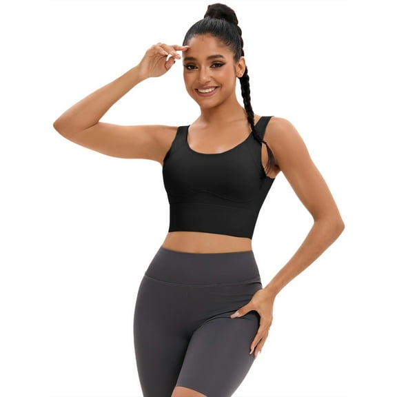 DARING DIVA Full Coverage V-Back Workout Bras Comfort Sports Bras S Black