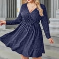 thumbnail image 4 of BangWanChi Womens Dresses Formal Women's Flash Dress V-neck Long Sleeve Ruffle Swinging Dress Mini Flash Dress, 4 of 5