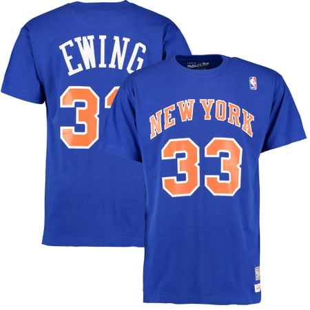 Patrick Ewing New York Knicks NBA Mitchell & Ness Blue Hardwood Classics Retired Player N&N Jersey T-Shirt For