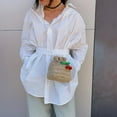 thumbnail image 1 of Woven Drawstring Crossbody Bucket Bag Female Pure Braided Messenger Purse Bag, 1 of 6
