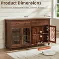 thumbnail image 2 of Joaxswe Buffet Cabinet with Drawers, 59" W Sideboard Storage Cabinet with Adjustable Shelf & Glass Doors for Kitchen Dining Room, Brown, 2 of 9