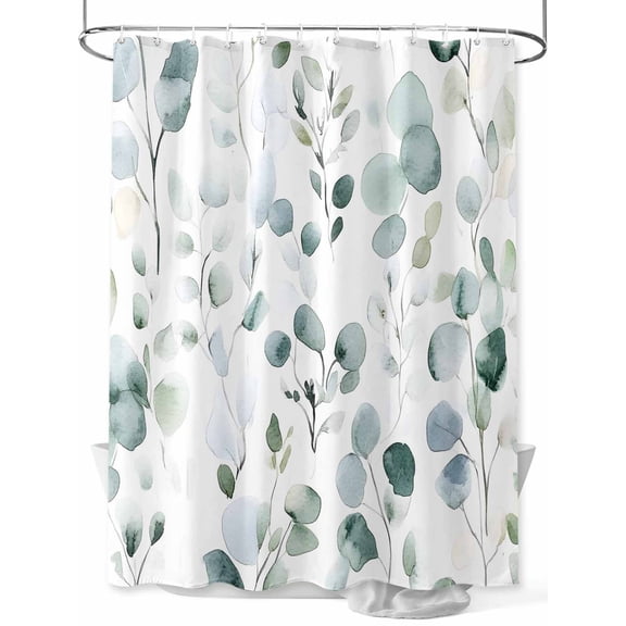 Shower Curtain Eucalyptus Leaves Shower Curtains for Bathroom, Waterproof Polyester Shower Curtain Set with Hooks, Small Stall Size 36" x 72" Green Leaf Watercolor