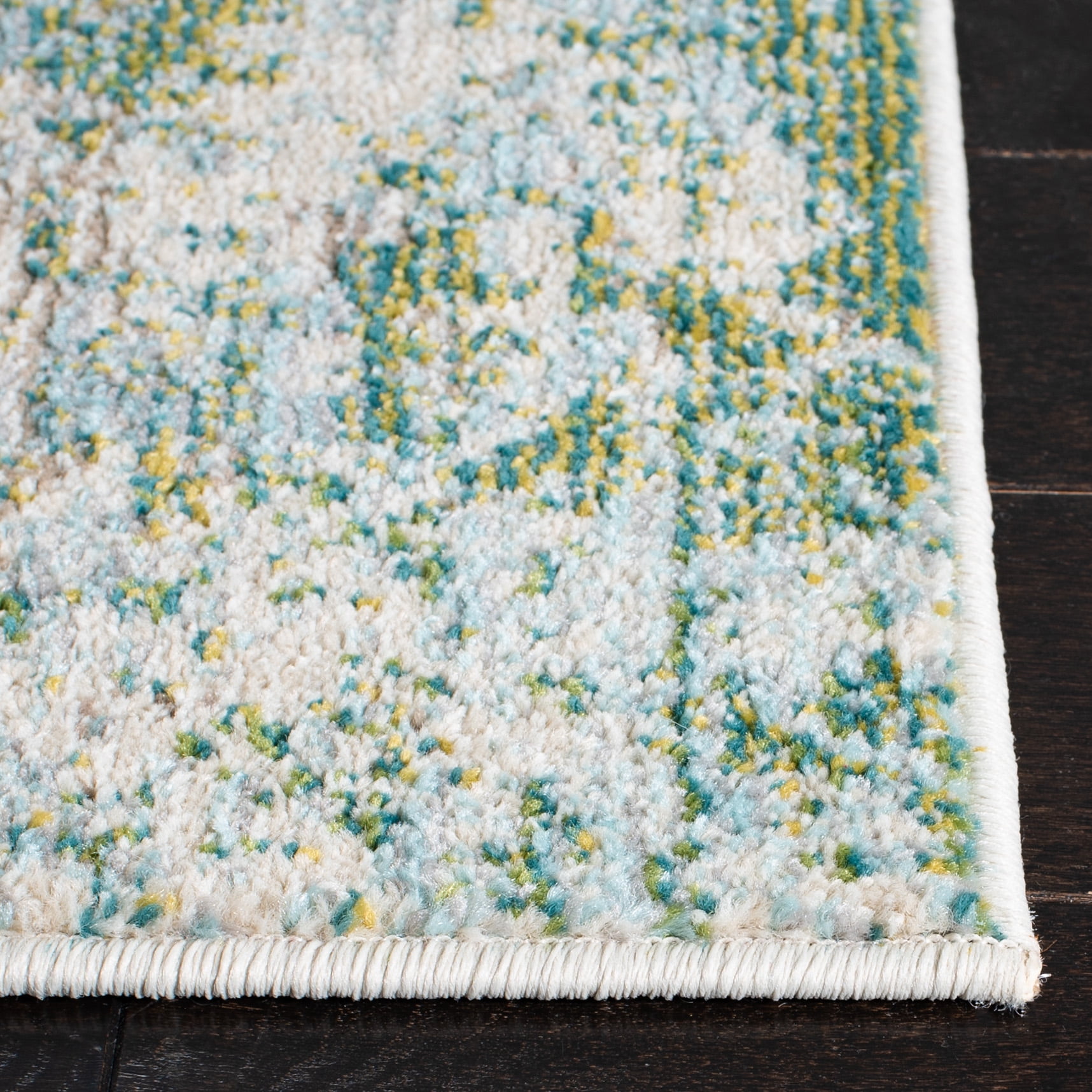 SAFAVIEH Madison Collection Teppich – Modernes Abstract-Design, 2'2 X 10', Grün/Türkis, Fusselfrei, Fleckenabweisend, Für Wohnzimmer, Flur & Küche