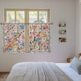 thumbnail image 3 of Boho Pink Flowers Tier Curtains 54 Inch Length, Colorful Floral Spring Vintage Botanical Cafe Short Curtains for Bathroom Over Sink, Small Kitchen Curtain Light Filtering Drapes 2 Panels 27.5"Wx54"L, 3 of 8