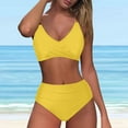 thumbnail image 2 of Yuanlook Bikini Sets for Women Two Piece Swimsuits V Neck Crisscross Bathing Suit Spaghetti Straps Swimwear for Summer Vacation,Yellow,M, 2 of 6