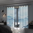 thumbnail image 3 of LFEEY Blackout Curtains for Living Room Bedroom, Traditional Ink Natural, Room Darkening Grommet Curtains, 52x96 inches, 2 Panels, 3 of 6