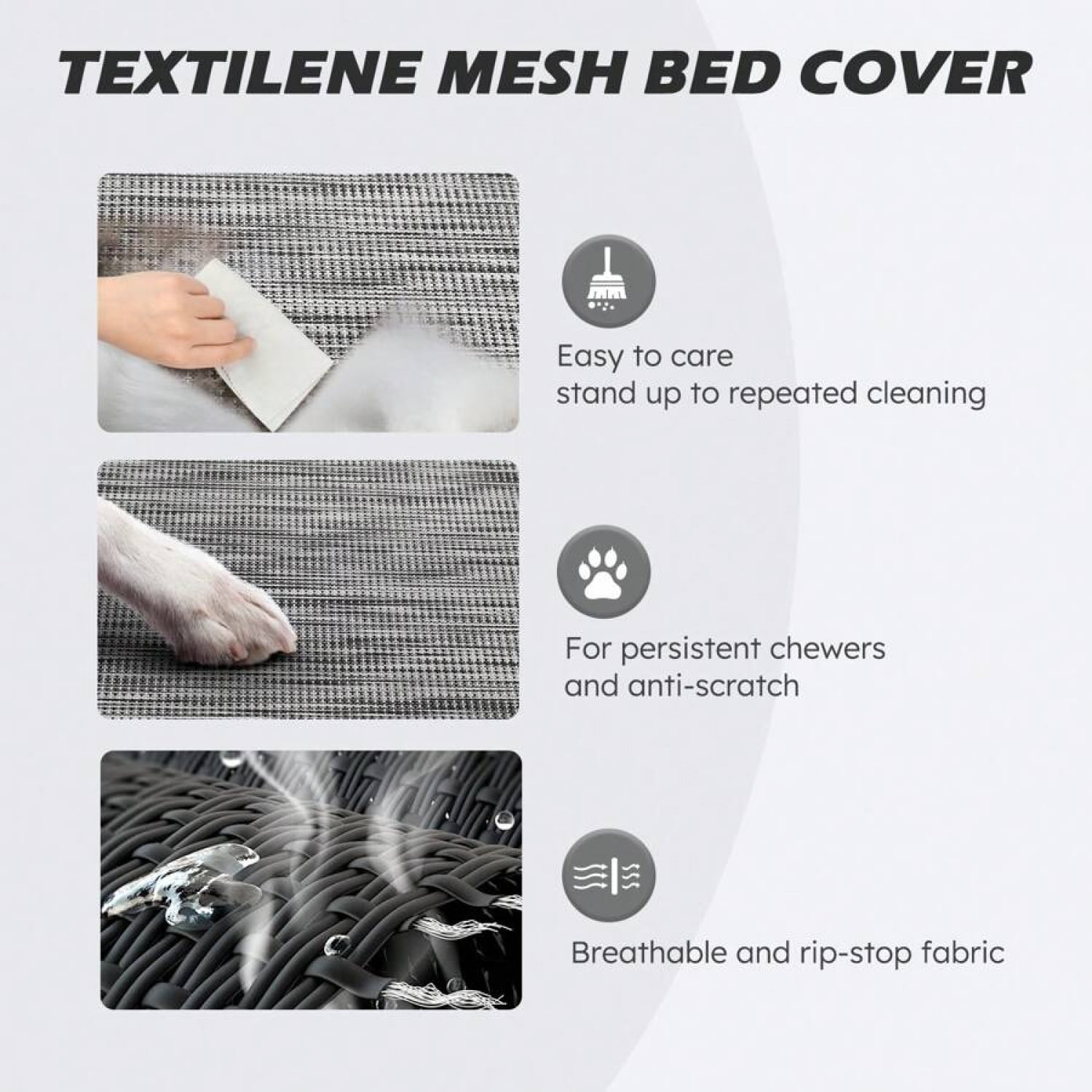 NTGFU Cooling Elevated Dog Bed, Raised Dog Bed with Washable Breathable Mesh and Metal Frame, Portable Dog Cot Bed with No-Slip Feet for Outdoor and Indoor Use,Black Silver-35'' x 25'' x 7.5''