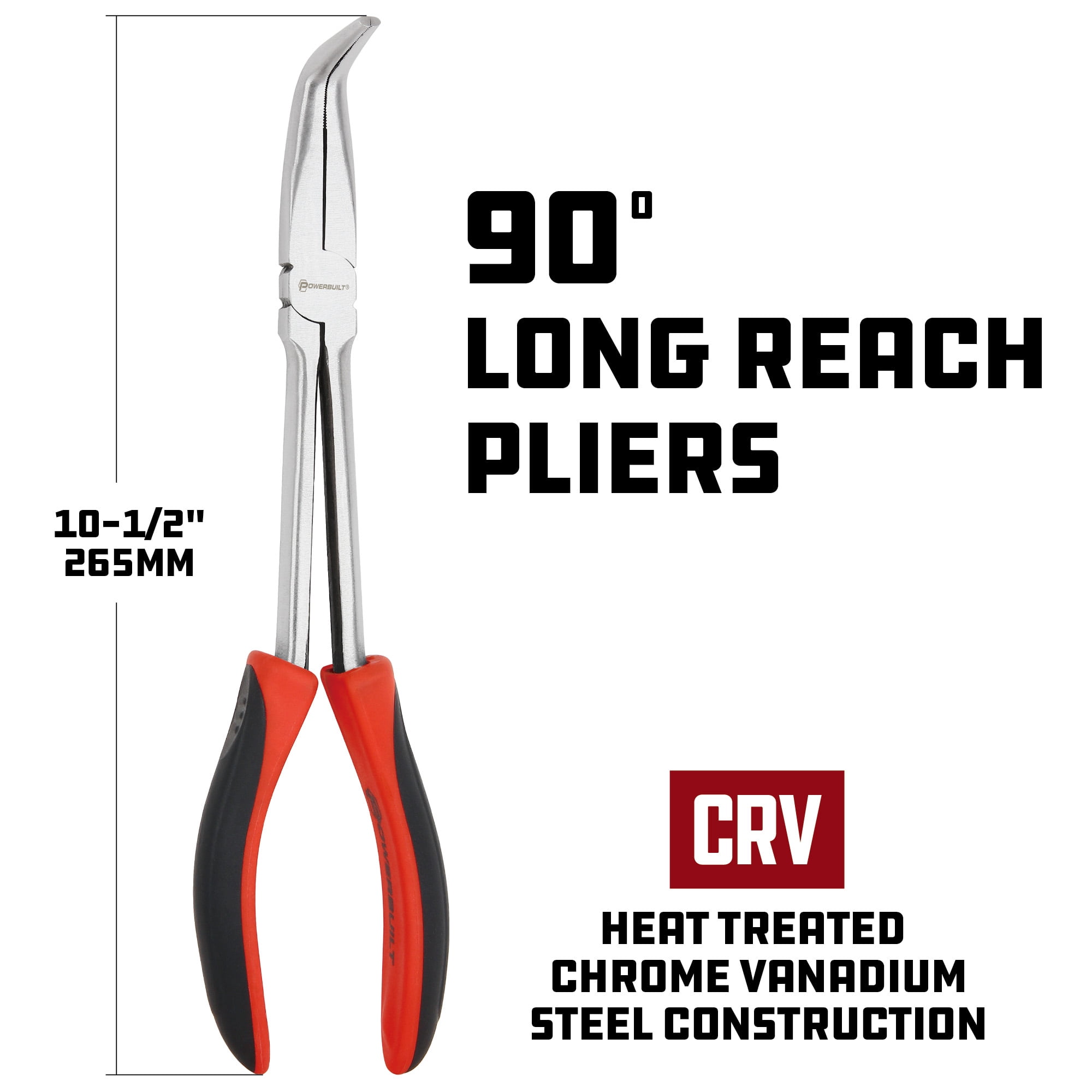 Powerbuilt 11 Inch 90° Long Reach Long Nose Pliers - 640862