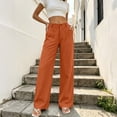 thumbnail image 3 of ClodeEU Women's Elastic Waist Straight Leg Pants With Pockets,Solid Color Casual Fashion Trousers ,Women's Plus S, 3 of 5