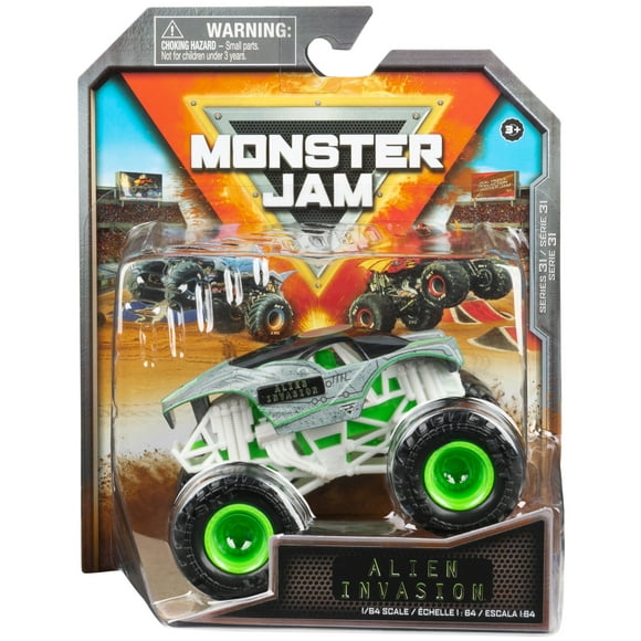 Monster Jam, Official Alien Invasion Monster Truck, Die-Cast Vehicle, 1:64 Scale, Kids Toys for Boys Ages 3 and up