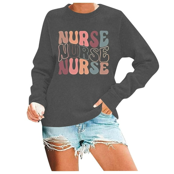Women Sweatshirt Long Sleeve Sweatshirt Womens Pullover Sweatshirts Grey Sweatshirts for Women Winter Fashion for Womens Fashion