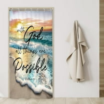 Small Stall Rv Beach Ocean Bible Verse Shower Curtain Sunrise Sunset Inspirational Scripture 36Wx72H Inch Coastal Seaside Seascape Fabric Decor Bathroom Polyester Waterproof 7 Pack Hooks