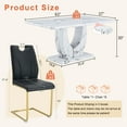 thumbnail image 3 of JUFU 63" Dining Table Set for 6, Faux Marble Table & 6 Black PU Chairs, Gold Cantilever Legs, 3 of 11