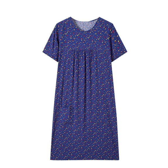 ZKCCNUK Plus Size Nightgowns for Women Women Print Casual Round-Neck Short Sleeve Sleepshirts Dress XL-3XL