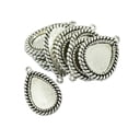 thumbnail image 1 of 10 piezas de plata antigua con forma de , bisel en , bandejas colgantes, base, cabujón, bandejas de configuración, espacios, 1 of 8