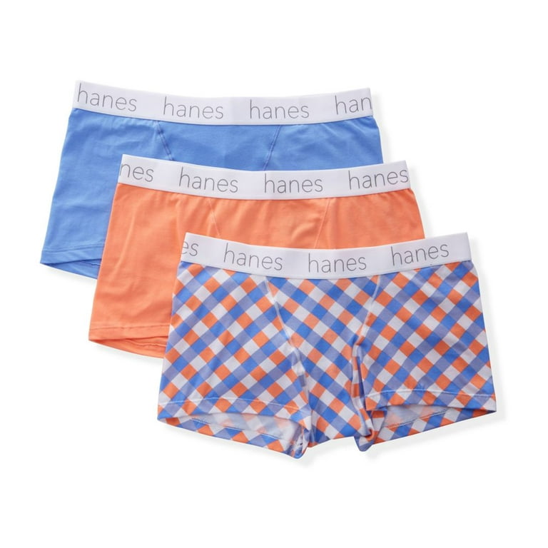 Women's Hanes 45UCBB Classic Boxer Brief Panty - 3 Pack (Coral/ Light Blue  XL) 