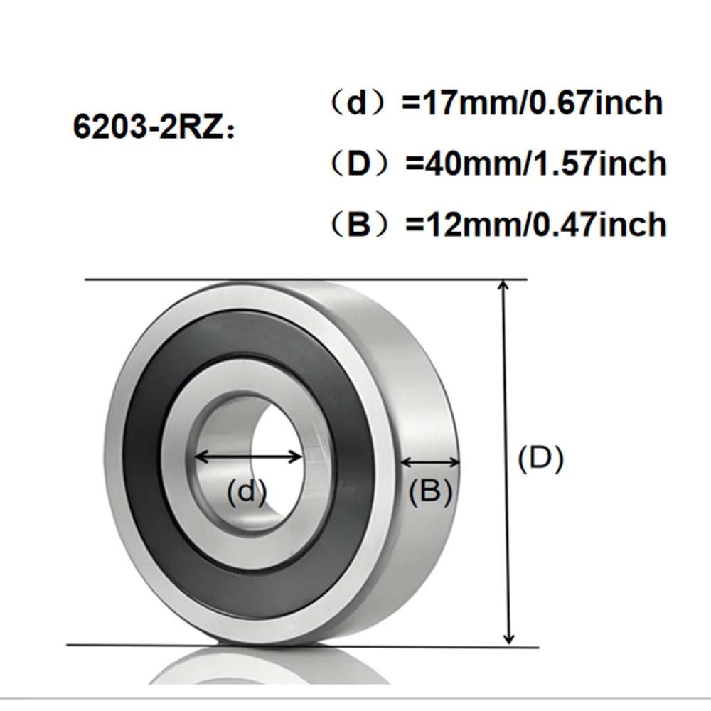 CKU Deep Groove Ball Bearings 6203-2RS Double 2RS Rubber Sealed Pre-Lubricated Chrome Steel 16-Pack 17x40x12mm