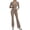 Khaki, variant on Women's 2 Piece Set Long Sleeve Jacket & Ankle Length Workout Flare Leggings Casual Matching Outfit Tracksuit Sweatsuit Athletic Gym Yoga Outfit L