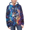 thumbnail image 3 of chaqlin Wolf Hoodies for Boys Girls 6-7 Trendy Y2K Zip Up Hooded Sweatshirts Galaxy Long Sleeve Hoodie Jacket Casual Drop Shoulder Cardigan with Pockets, 3 of 7