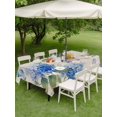 thumbnail image 4 of Outdoor Tablecloth with Umbrella Hole for Patio/Picnic/Party/Camping, Blue Hydrangea Waterproof Table Cloth Rectangle Table Cover Washable, Watercolor Flower Butterfly Leaves Beige (52"x 70"), 4 of 9