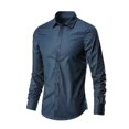 thumbnail image 1 of Camisa blanca de manga larga para hombre, camisa informal de negocios de Color sólido a la moda de estilo coreano, efecto adelgazante negro para hombre, 1 of 5