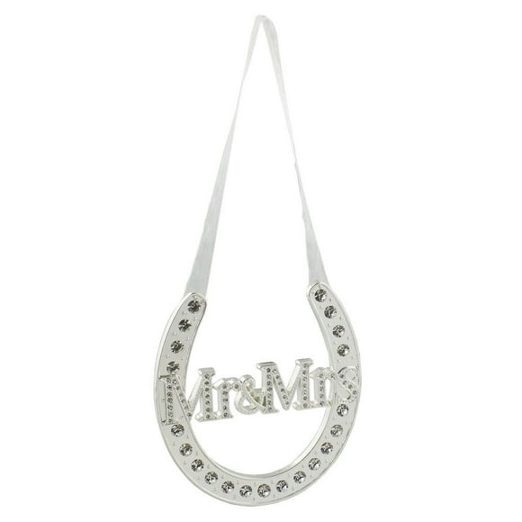Oaktree Gifts Mr & Mrs Hanging Silverplated with Diamante Horse Shoe Wedding Decoration Gift