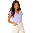 thumbnail image 1 of INSPIRE CHIC Blouse d'Été en Chiffon pour Femmes, Col en V, Manches Courtes, Semi-Transparente, 1 of 6