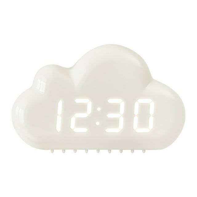 Led Night Light,Small Led Light Creatives Alarm Clock, Four Clouds, Voice Controlled Led Clock, Bedside Snooze Small Alarm Clock, Student Calendar Night Light Electronic Clock