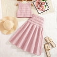 thumbnail image 6 of LIIPEE Girls Summer Outfits 2 Piece Set Kids Solid Color Ruched Sleeveless Crop Button Up Blouse A Line Pleated Skirt Cute Comfortable Breathable Casual Wear,8-9 Years, 6 of 9