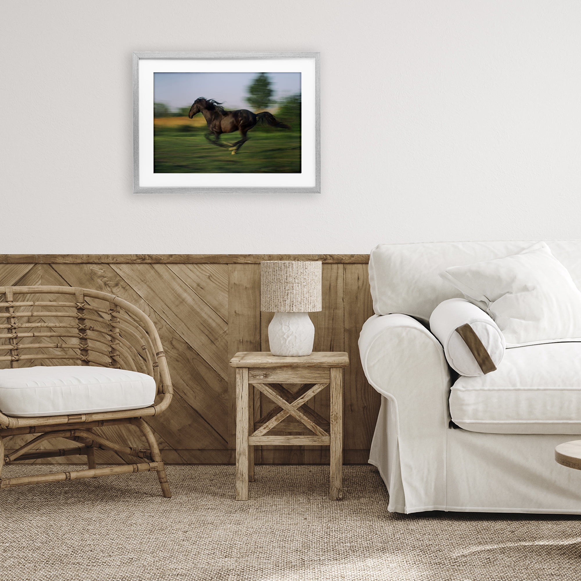 Stupell Industries Dashing Camargue Racehorse Gray Framed Print Under Glass, design by Scott Stulberg